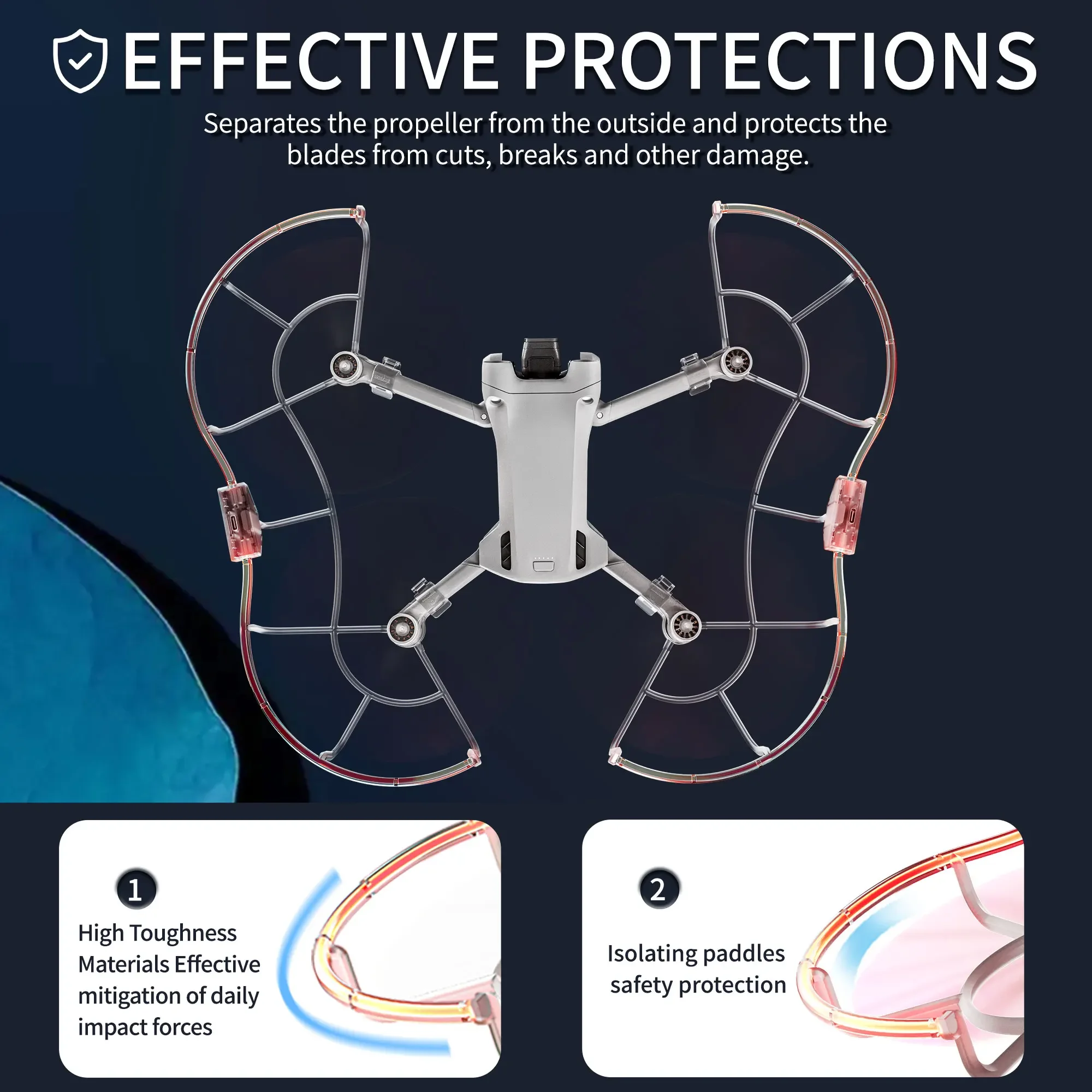 Mini 3 Propeller Guard with LED Flash Light Propeller Bumper Anti-collision Ring Protective Cover For DJI Mini 3 Pro Accessories