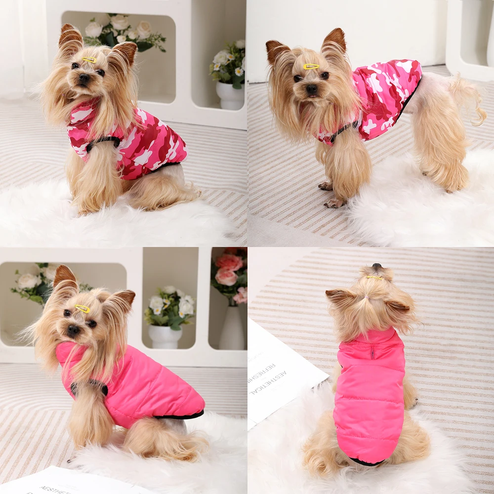Wasserdichte warme Hundekleidung für kleine und mittelgroße Hunde, wendbare Winter-Haustierjacke, gepolsterte Weste, leichtes Welpenmantel-Kostüm – Detail 21