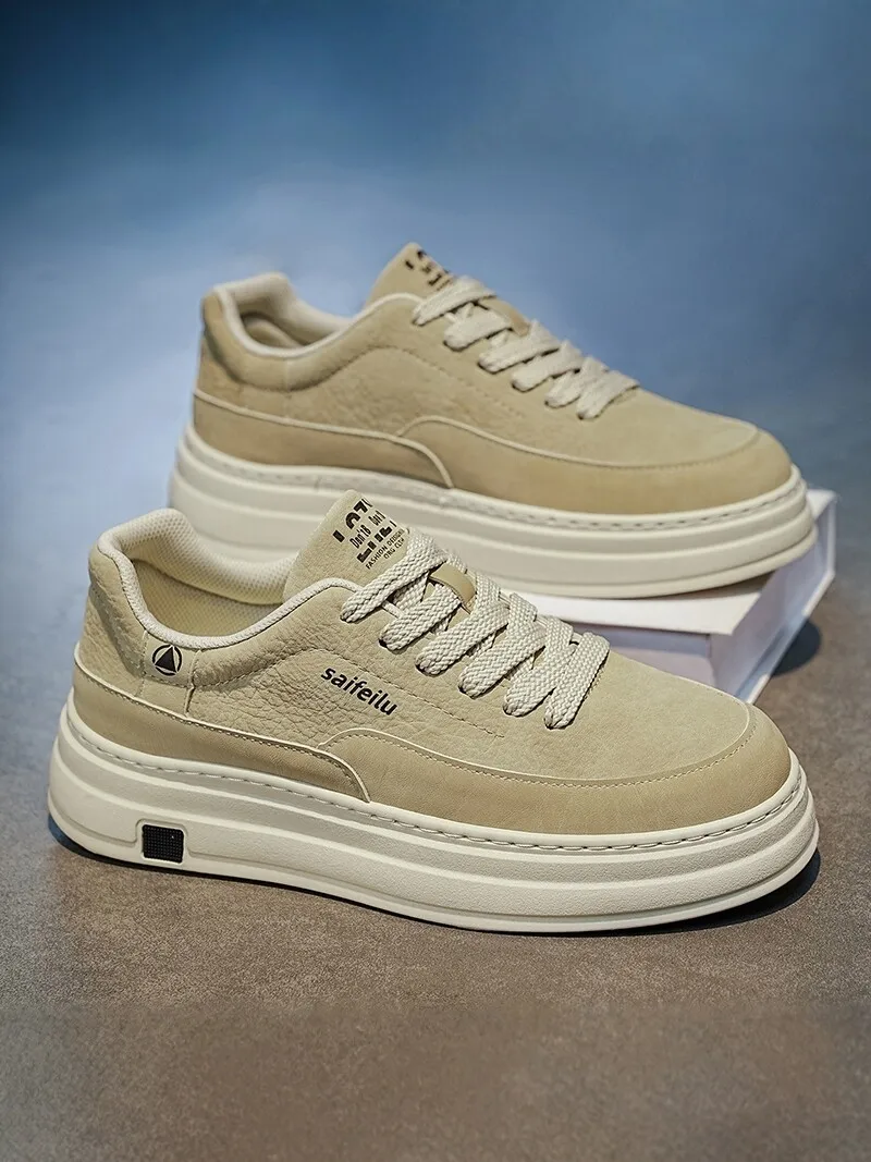 Men's Casual Sport Shoes 2026 New Style Trendy Work Shoes Comfortable All-Match Thick Bottom Board Shoes for Office And Outdoor