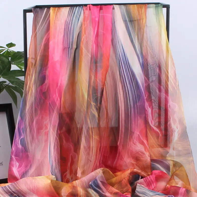 100x150cm Gradient Color Chiffon Fabric For Silk Scarves Women Summer Sheer Dress Skirt DIY Sewing Craft Supplies Silk Material