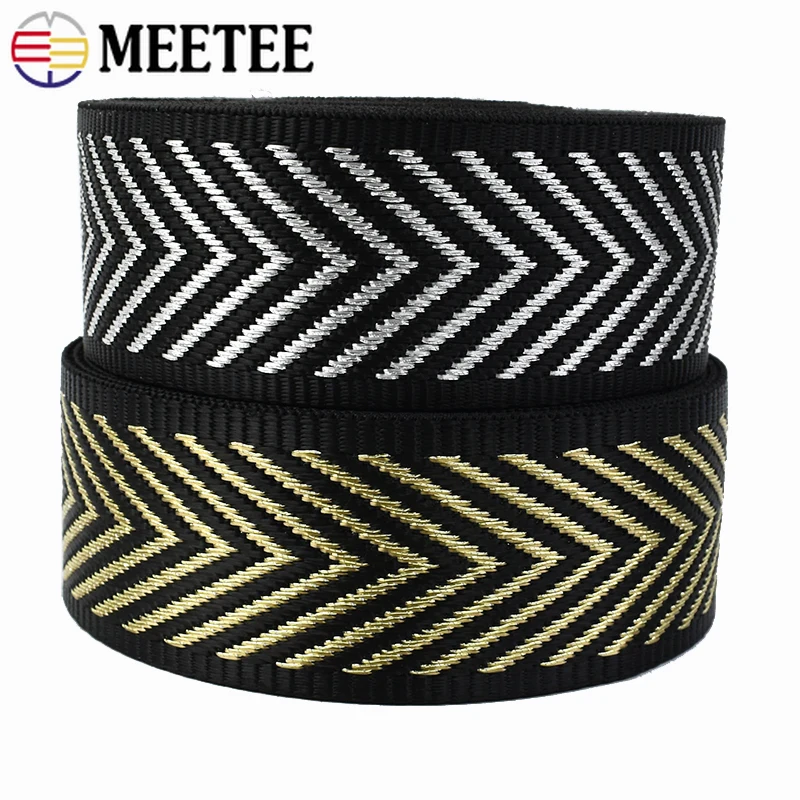 Meetee 2/5Meter 38mm Nylon Jacquard Ribbon Tape Decorative Webbing Band Bag Strap By The Meter Clothes Belt Sewing Bias Material