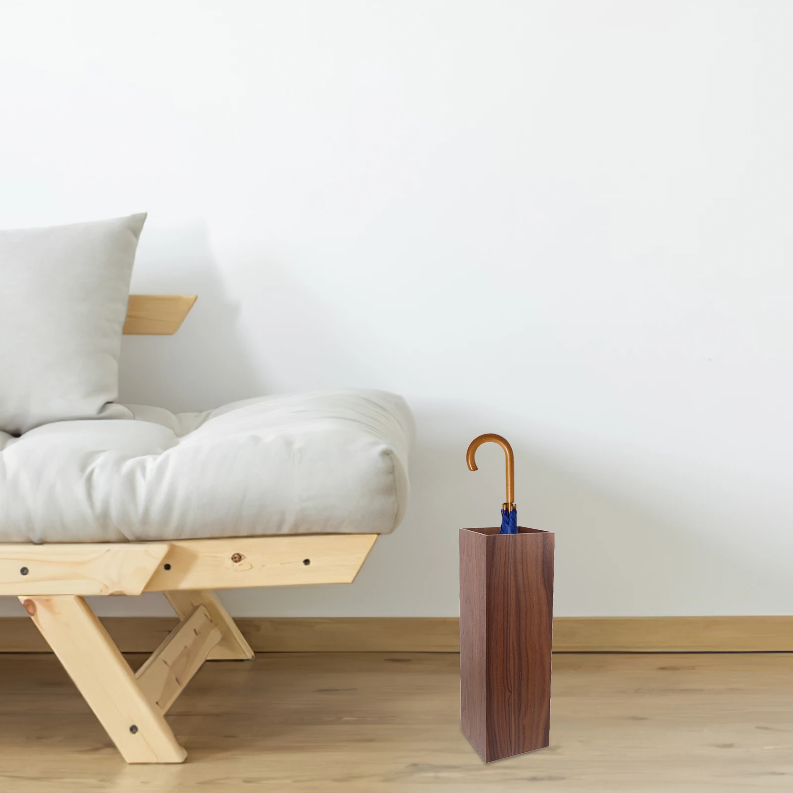 

Wooden Umbrella Stand Holder for Home Office Hotel Restaurant Removable Plastic Tray Long Umbrella Storage Rack Doorway Square