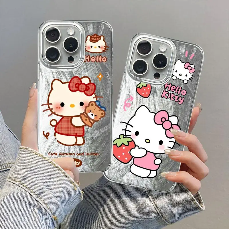 Camlet Glitter Case for Apple iPhone 11 13 15 Pro Max 12 14  7 X  8 Plus XS Clear Silicone Phone Cover Cute Cartoon Holle Kitty