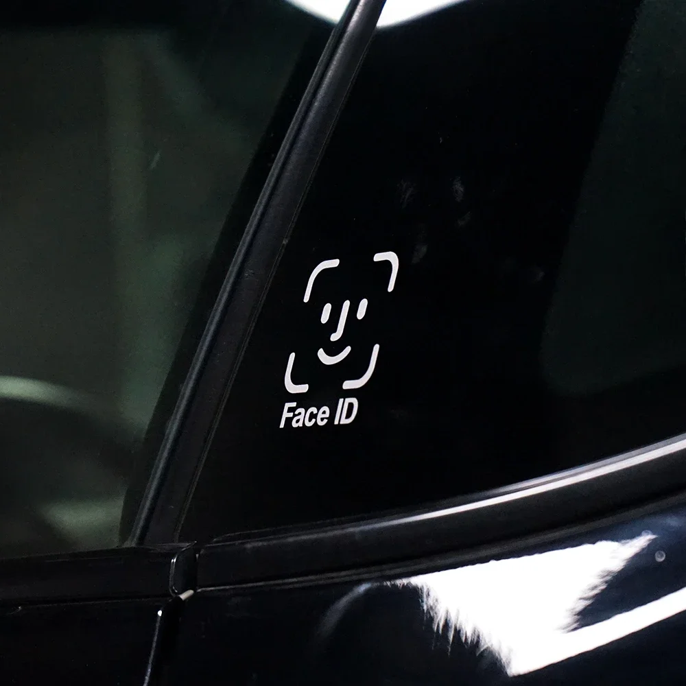 1Pc Face ID Waterproof Vinyl Car Sticker, DIY Decal for Auto Body Window Rear Windshield Fuel Tank Cap Exterior Decor