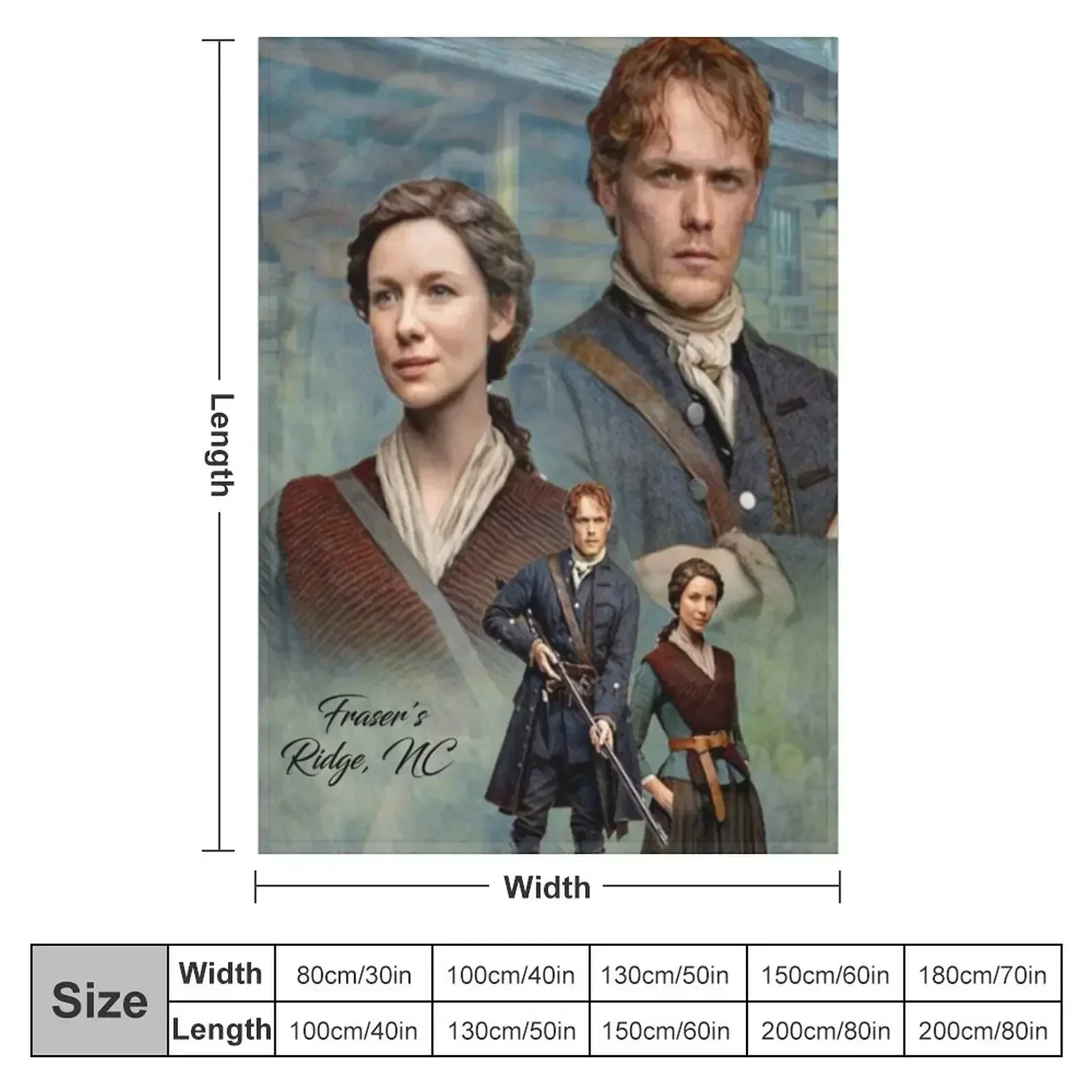 Jamie and Claire Fraser/Frasers Ridge, NC Throw Blanket Beautifuls Thermals For Travel Warm Flannels Blankets