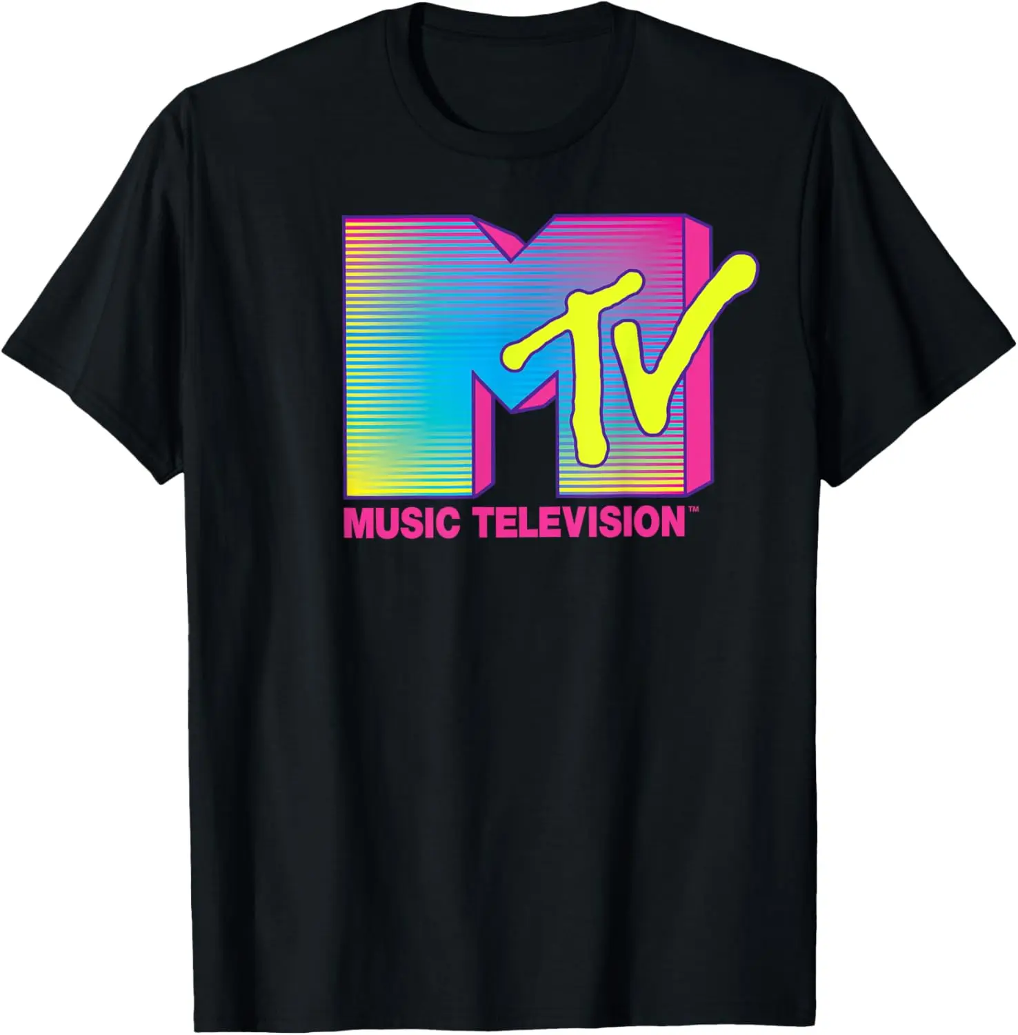 Vintage 80s 90s MTV Logo Fluorescent Colors Retro Design T-Shirt Casual Funny Men Women Shirt Graphic Tee Women Summer Clothes