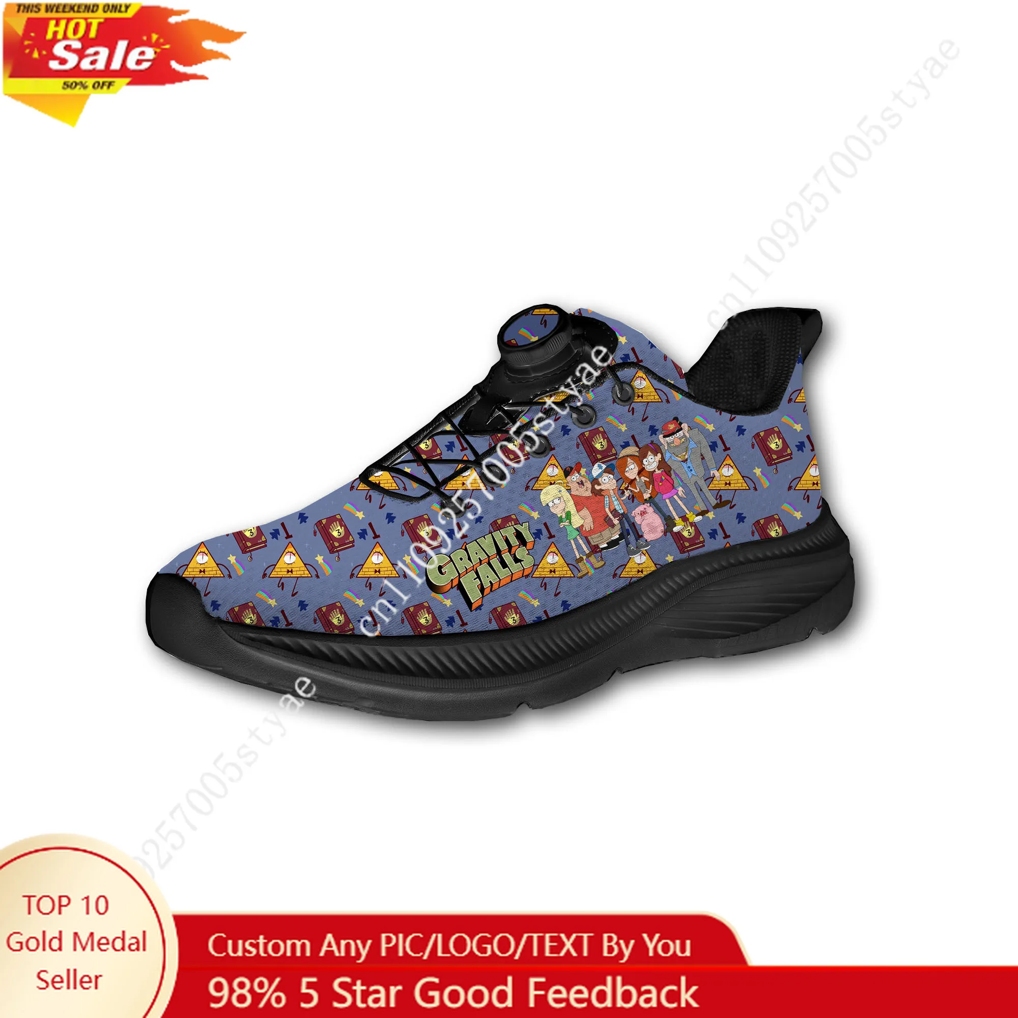 

Gravity Falls Sport Shoes Custom Men Woman Rotating Button No Tie Shoes Design Photo Logo Text Soft Sneakers Unisex Holiday Gift