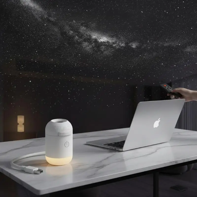 Projetor de Estrelas Mini Galaxy 2 em 1, Luz Noturna LED, Lâmpada Ambiente de Céu Estrelado para Quarto, Sono e Decoração, Luz Atmosférica LED