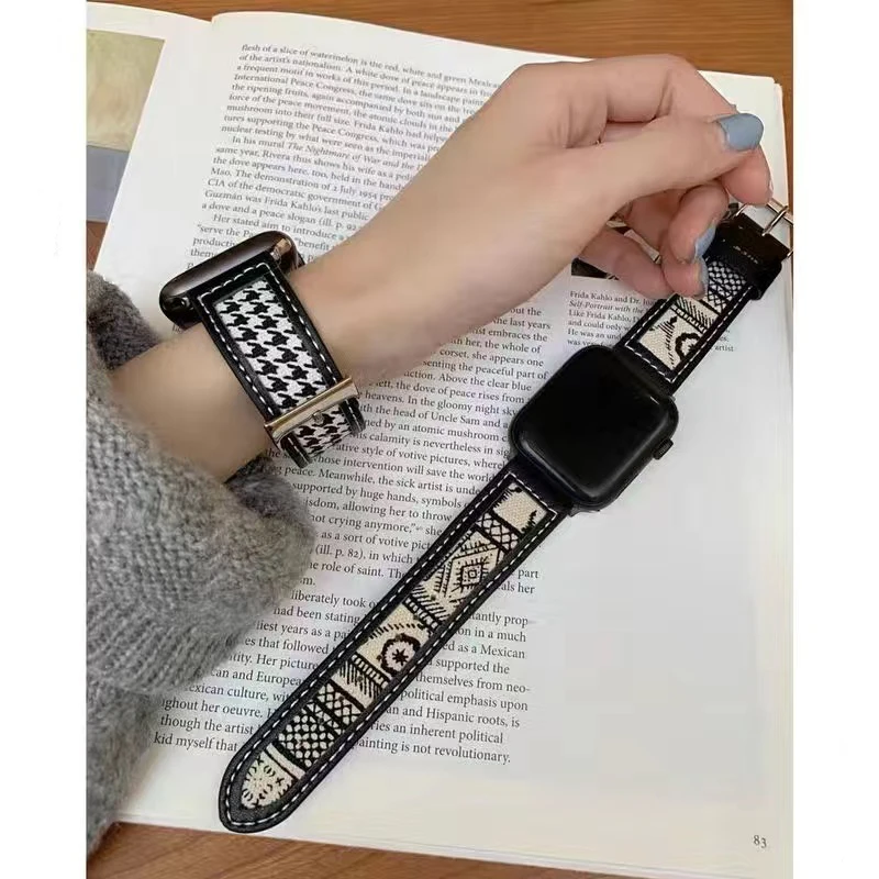 s10 Ethnic patterns strap suitable For Apple Watch Band 38/40/41MM42/44/45/46/49MM Sports Smart Watch Accessories iWatchS9Ultra2