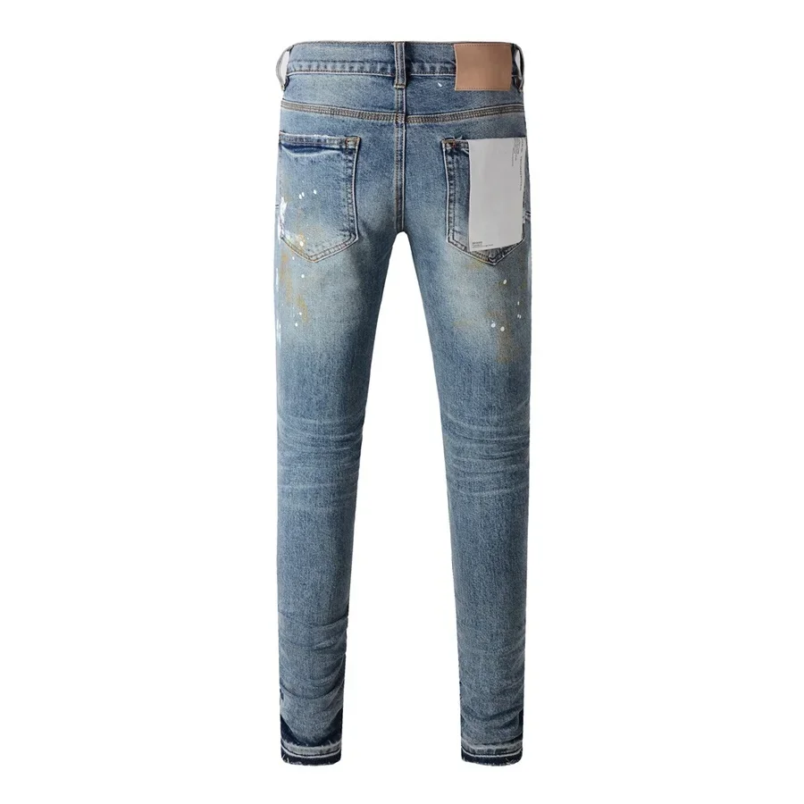 High street Purples jeans Men brands blue do vintage top quality repair low elevation skinny hold denim trousers pants