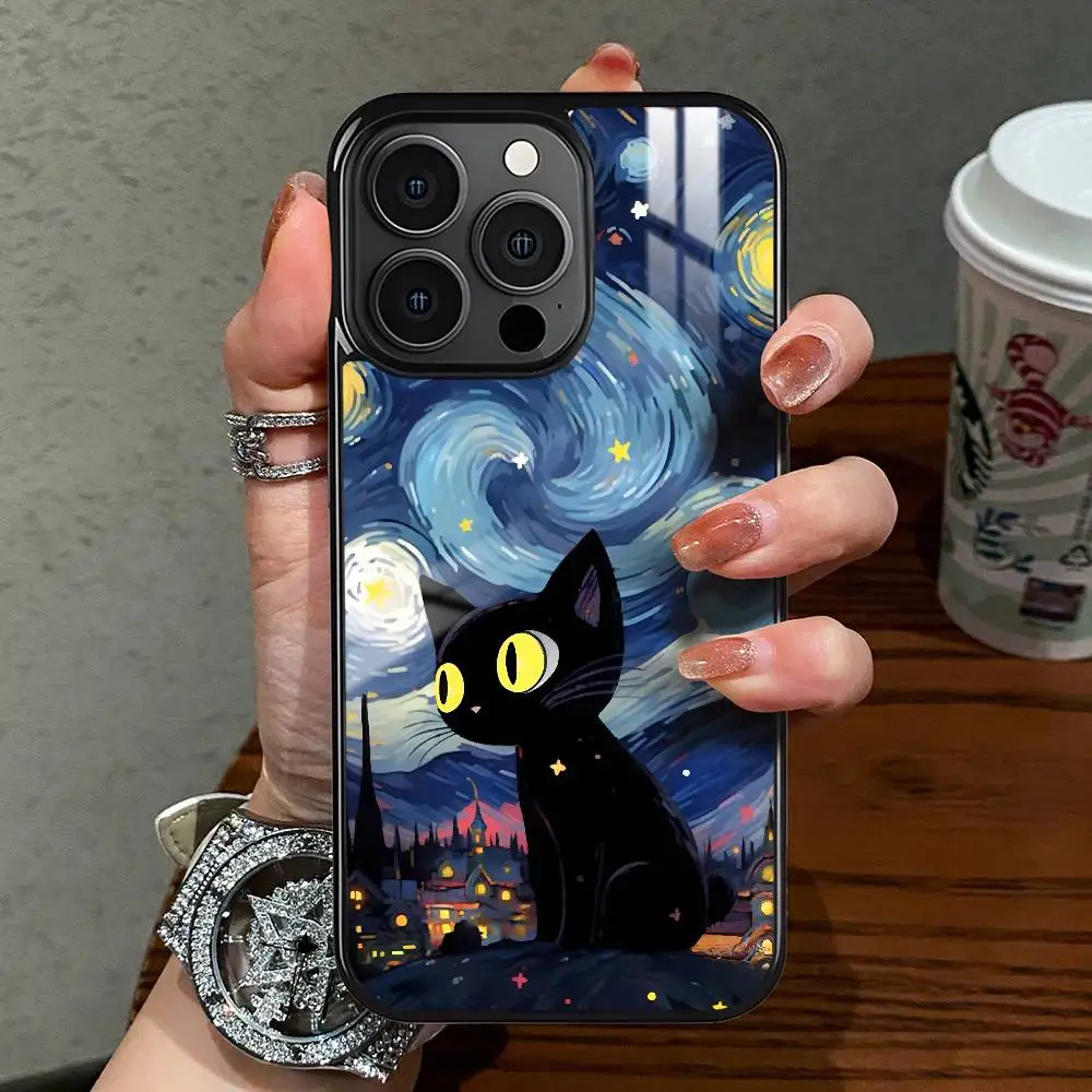 حافظة لهاتف آيفون 16 15 14 13 12 11 Pro Max Plus غطاء شحن لاسلكي صغير مغناطيسي Magsafe من Art Van G-Gogh