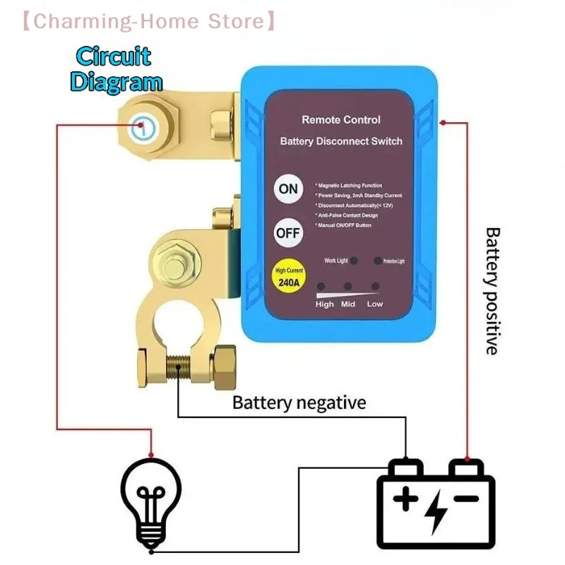 

【M】Remote Battery Disconnect 240A With LED Voltage Display Automatic Power Shut Off For Automobiles