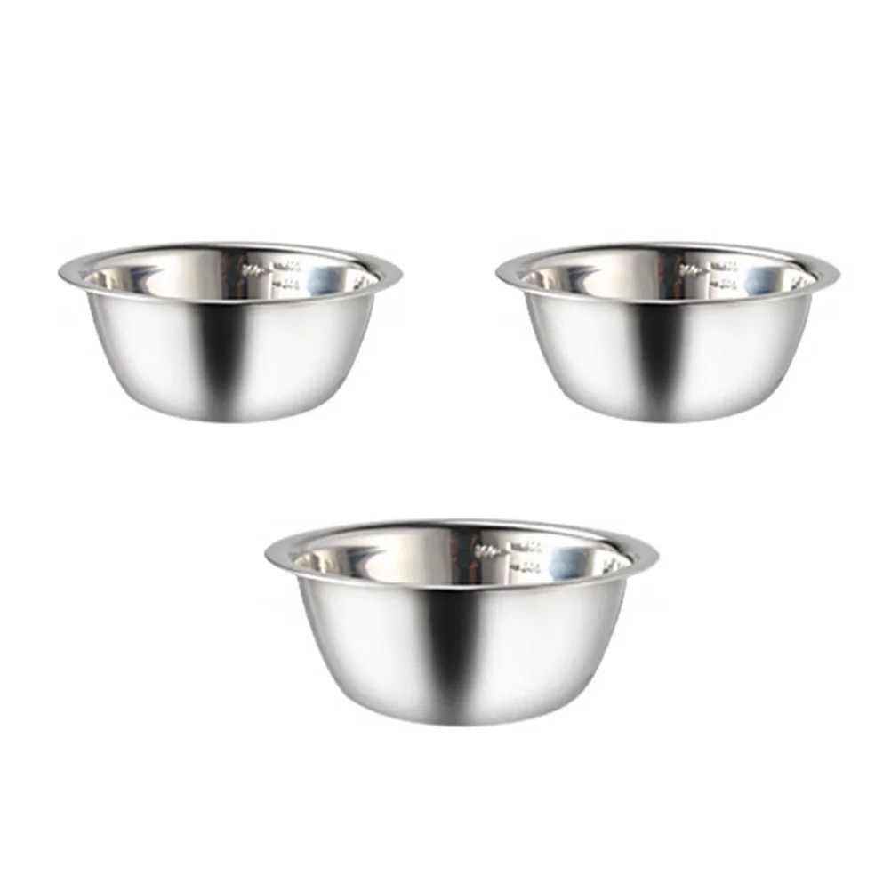 

3Pcs Stainless Steel Bowls High Quality Kitchen Baking Bowls for Salad Flour Soup Noodles Usage Noodles Bowl Kitchen Bowl