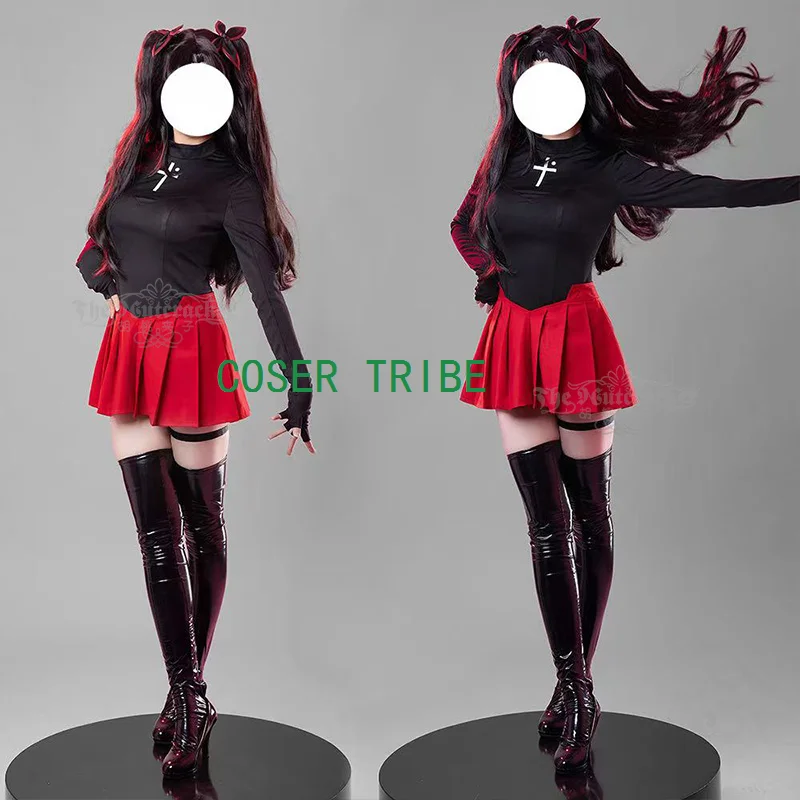 COSER TRIBE Fate/stay Night Tohsaka Rin Cosplay Costume Cos Game Anime Party Uniform Hallowen Play Role Clothes Clothing