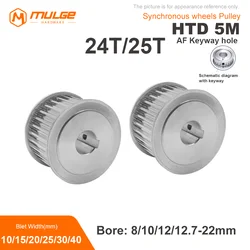 HTD5M Timing Pulley 24T/25Teeth AF Keyway hole 8/10/12/12.7-22mm Belt Width 10/15/20/25/30/40mm 3D printed parts 5GT