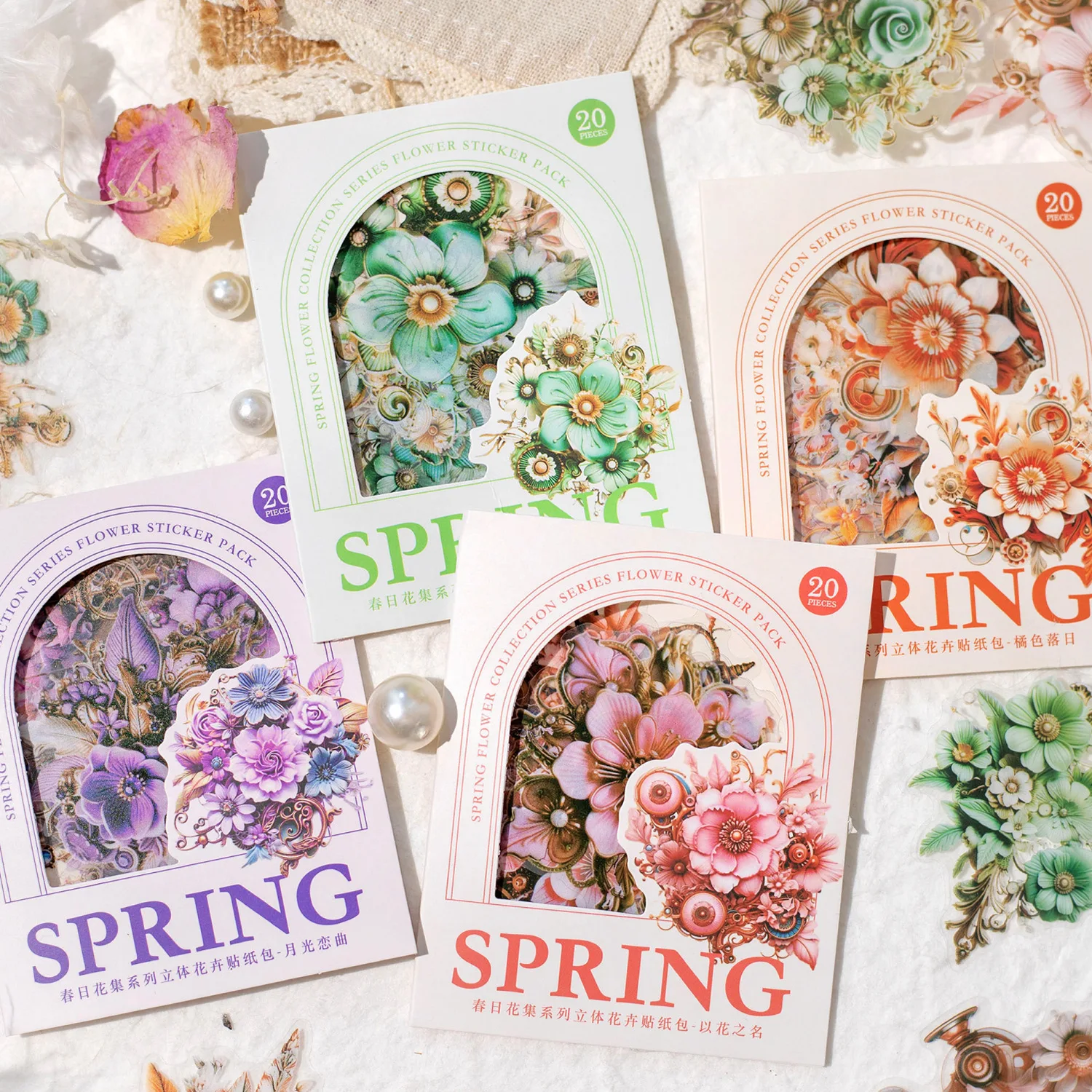 20pcs/1lot Kawaii Stationery Stickers Spring Flower Collection Junk Journaling Decorative  Scrapbooking for stickers Scrapbook