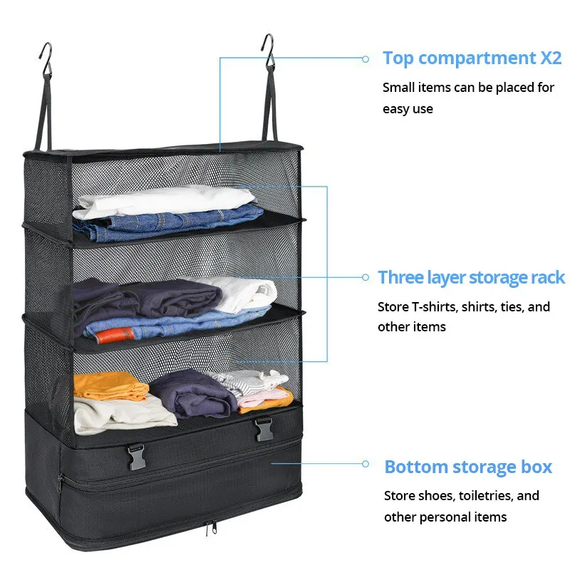 1 Set Housewares Luggage Travel Organizer Travel Essentials Hanging Packing Cubes Hanging Shelves Laundry Storage Compartment image 5
