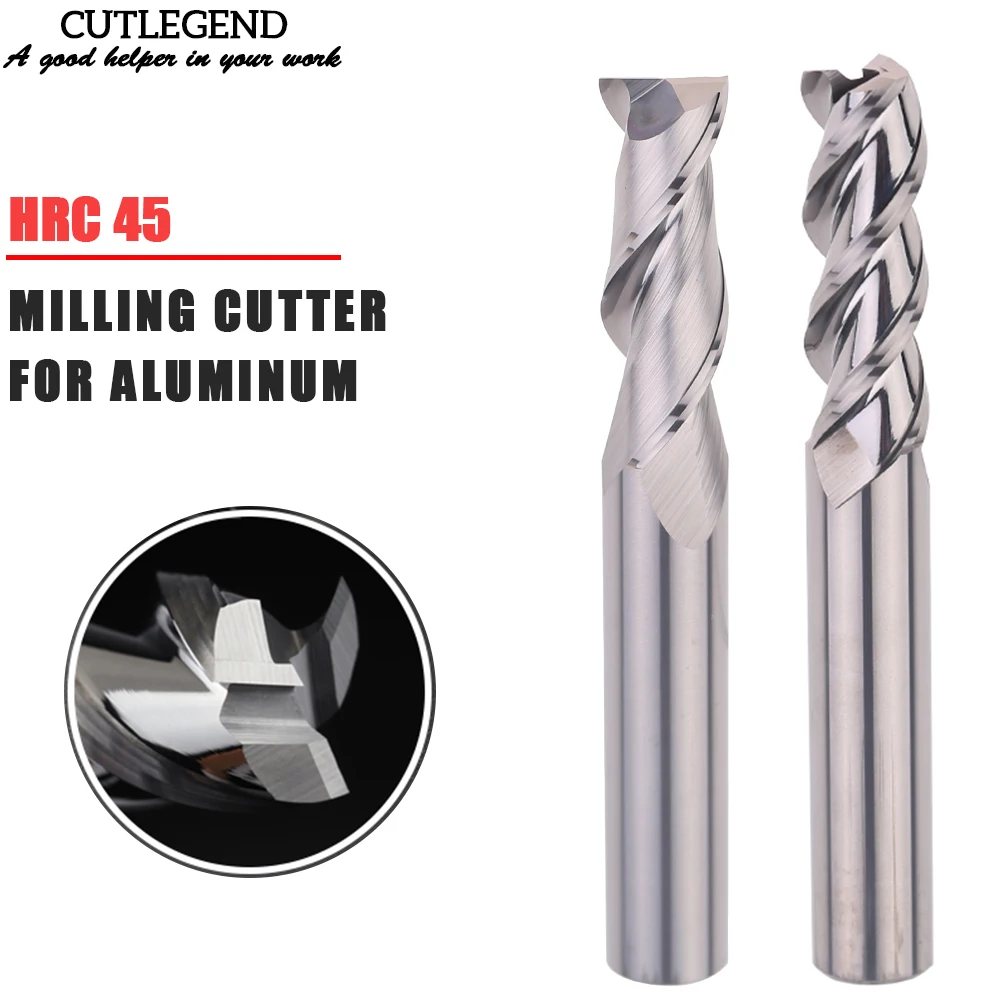 CUTLEGEND HRC45 Aluminum End Mill CNC 2 Flutes 3 Flutes Carbide Milling Cutter Tools 1 to 20mm For Aluminum Copper