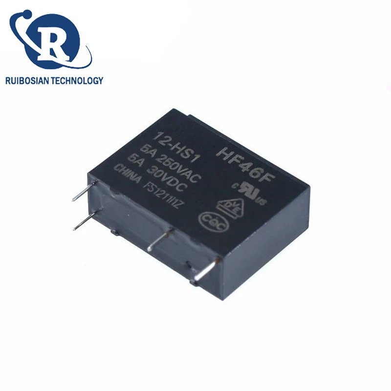 10PCS 5A 4Pin HF46F-5-HS1 HF46F-12-HS1 HF46F-24-HS1 Power Relay A Normally Open 5 12 24 VDC 5A 250VAC