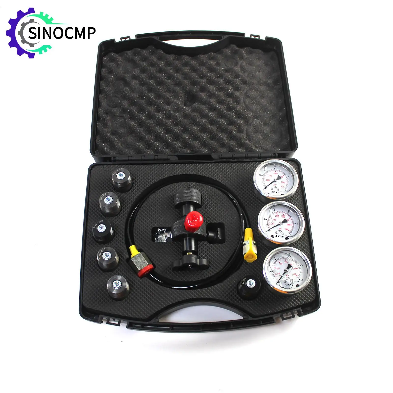 

Hydraulic Gauge Test Kit Hydraulic Nitrogen Accumulator Charging System Pressure Gauge Diagnostic Tool 10Mpa/25Mpa/40Mpa Gauges