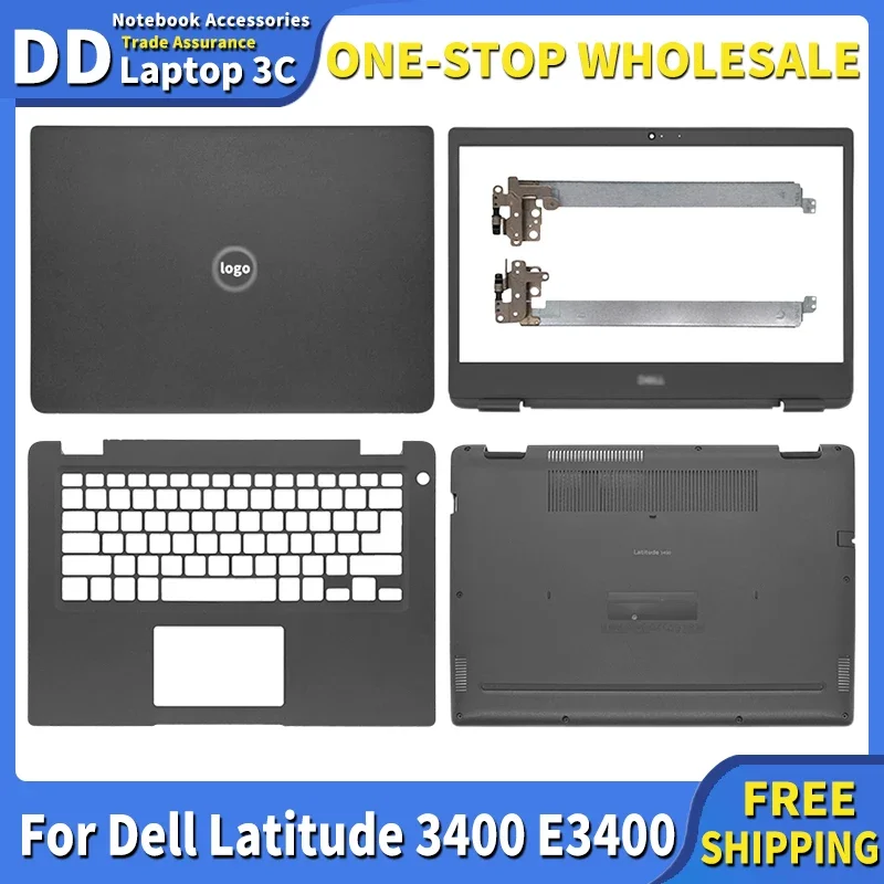 

Laptop LCD Back Cover/Front Bezel/Palmrest/Bottom Case for DELL Latitude 3400 E3400 C/N 0H02YK 0F66TD 0NFPP9 0HN80K 059CFX Black