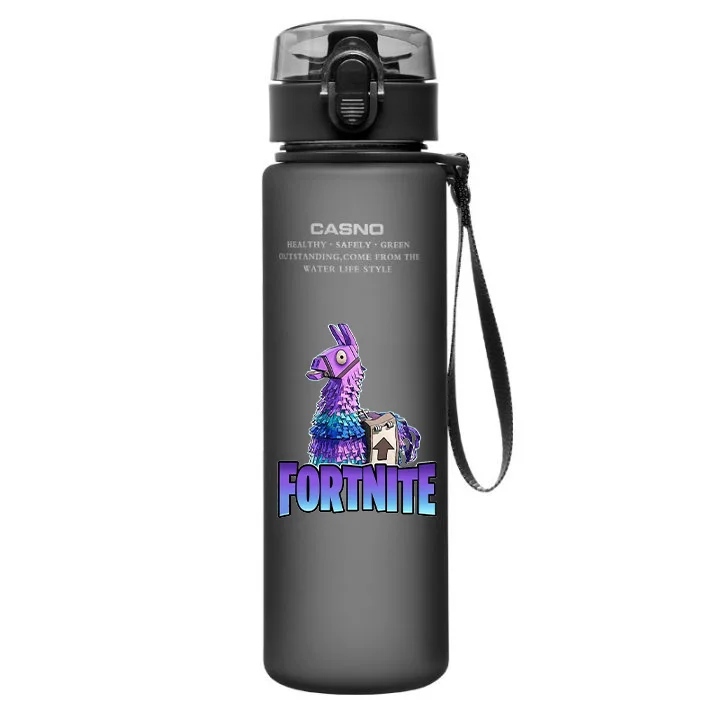 Fortnite Outdoor 560 ml Wasserbecher aus schwarzem Kunststoff, lichtbeständig, Cartoon, großes Fassungsvermögen, für Camping, tragbar, für Reisen,