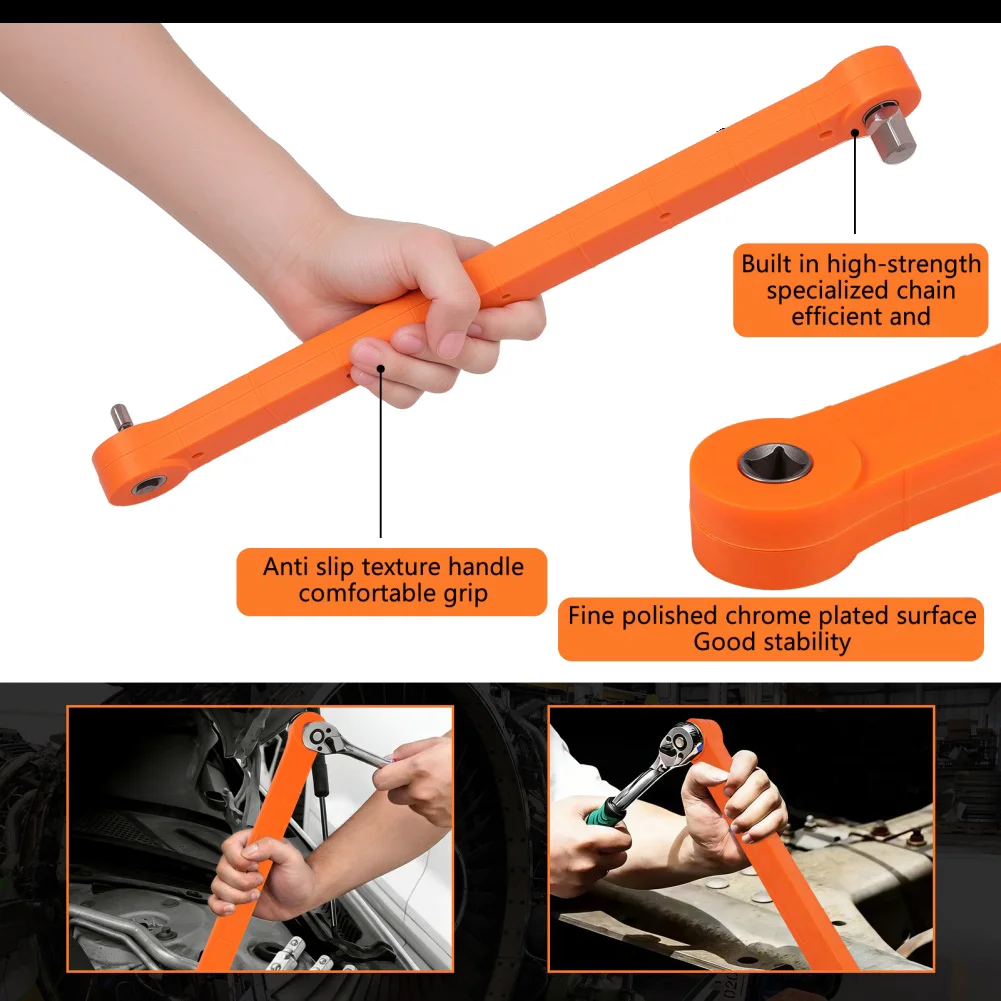 

Offset Extension Wrench Set,3/8" Wrench With 1/4",3/8",1/2" Square Drive For Tight Space Mechanical Repair Work
