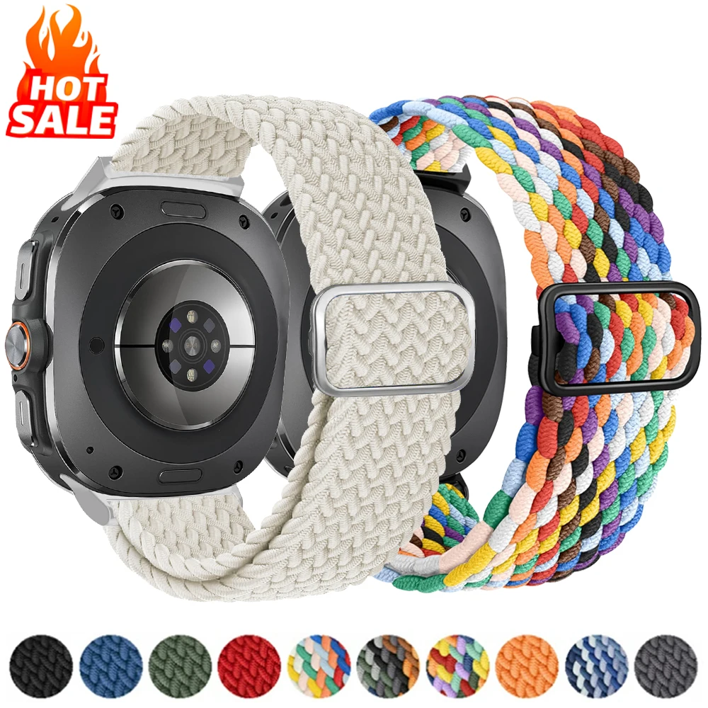 

Braided Solo Loop For Samsung Galaxy Watch Ultra Band 47mm Adjustable Metal connector Nylon bracelet Galaxy watch7 Ultra Strap
