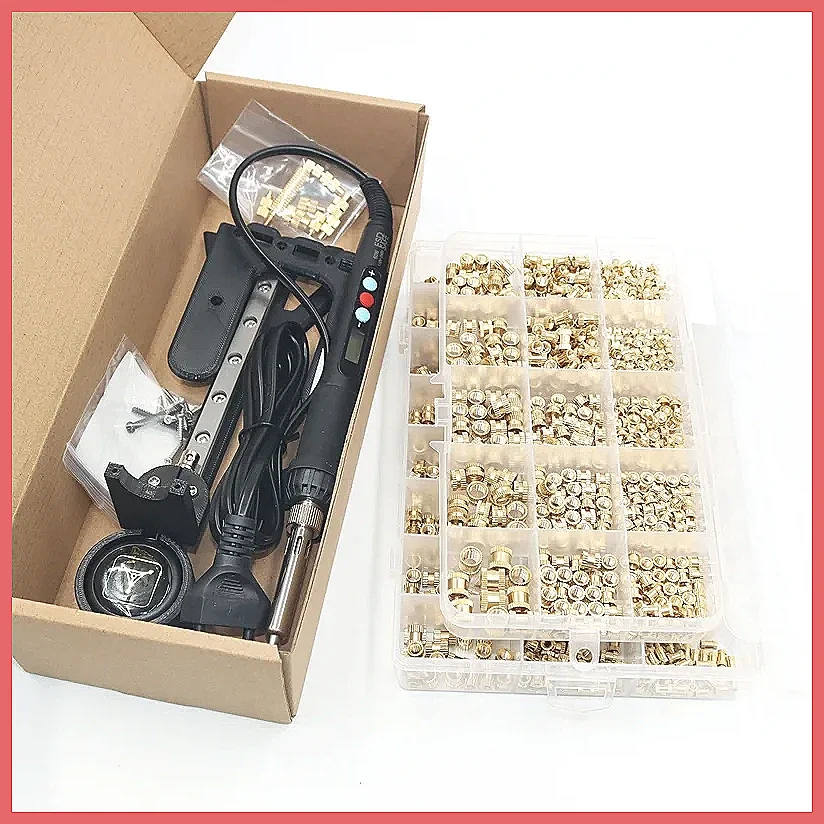 Heat Set Insert Press Tool Electric Soldering Iron Tip M2-M8 Thread Brass Inserts Nut Embedded Kit for 3D Printing