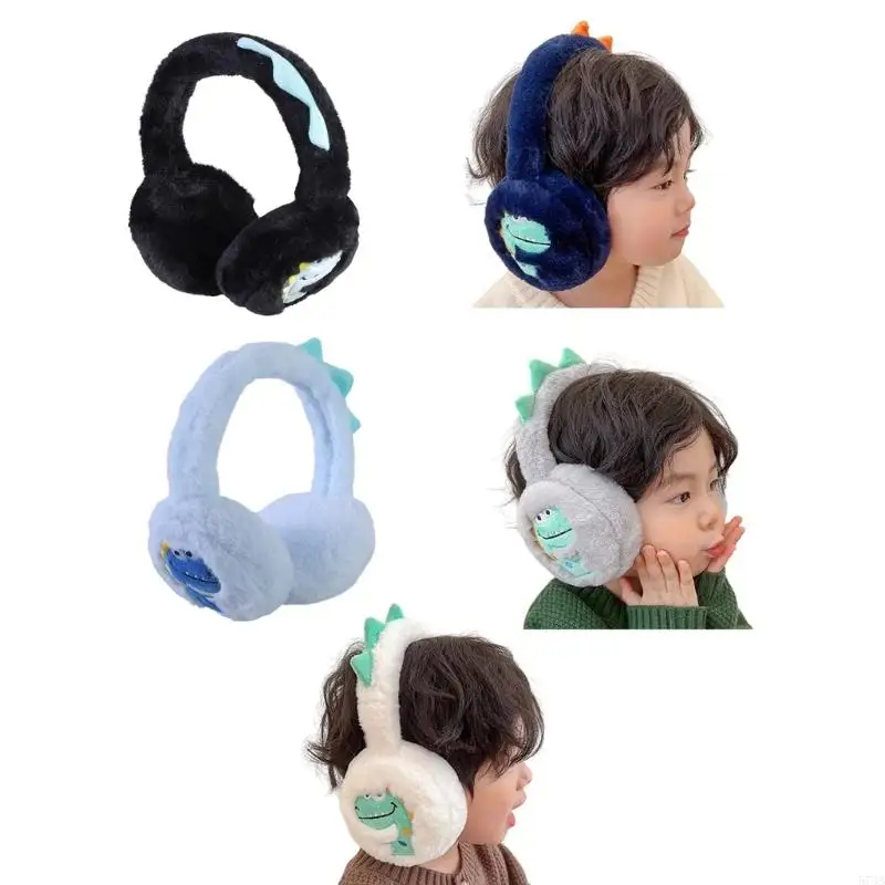 573B Girls Boys Plush Earmuffs Cartoon Dinosaur Earmuffs Winter Warm Ear Covers for Boys and Girls