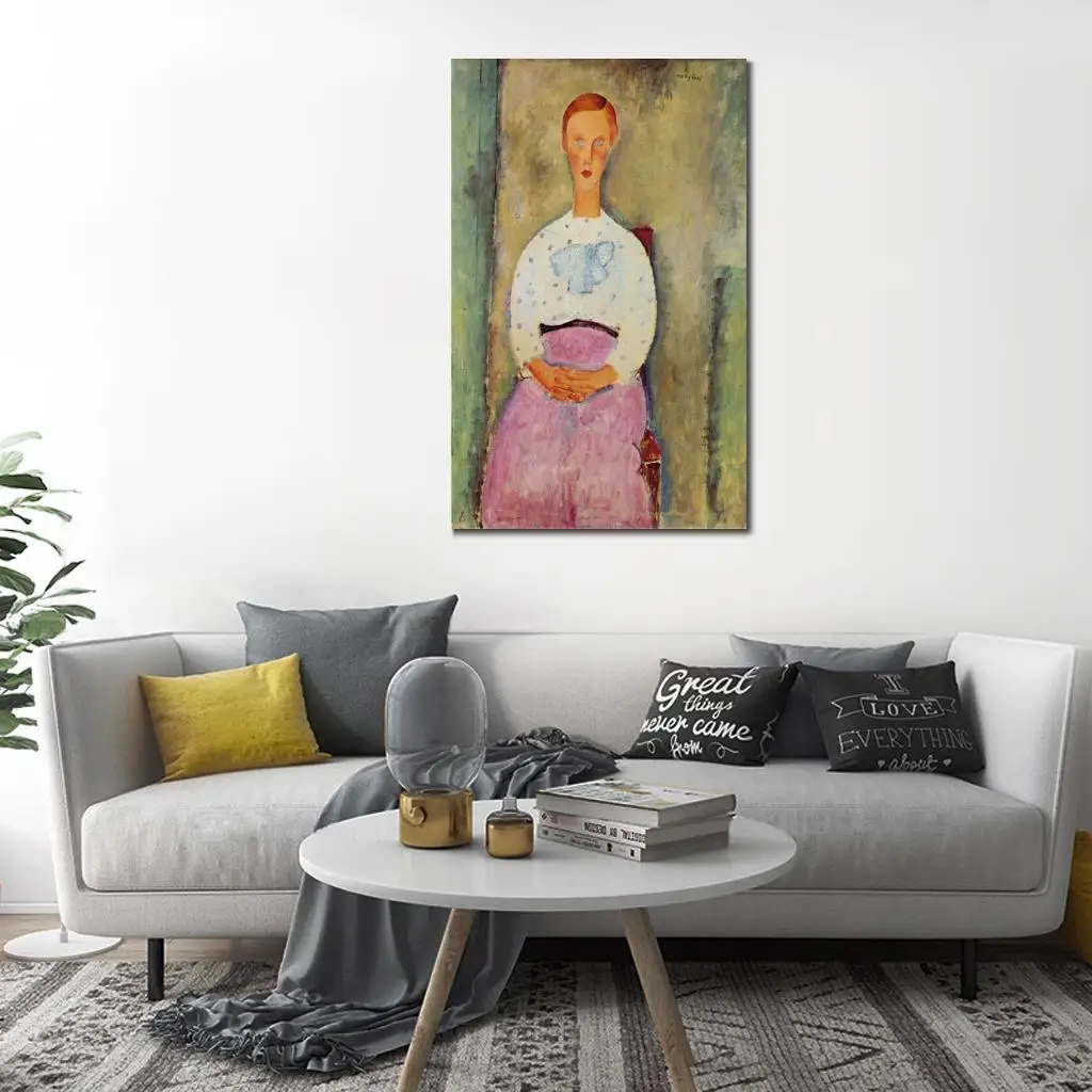 oil Painting for kids room Girl with a Polka Dot Blouse by Amedeo Modigliani Hand painted High quality