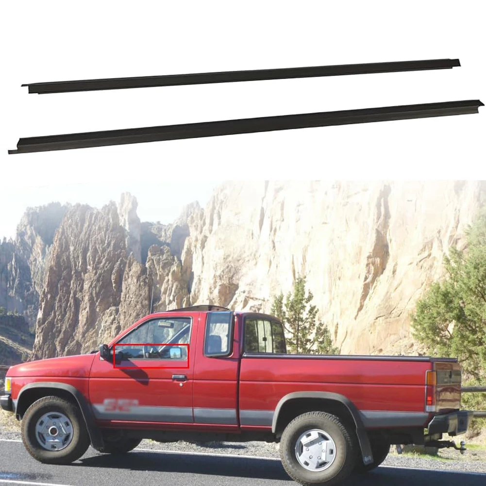 2Pcs Door Window Sealing Belt Molding Weatherstrip Compatible For Pickup D21 Hardbody 2-Door 1986-1994 80820-01G00 80821-01G00