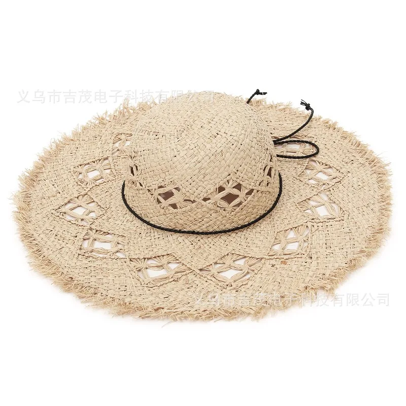 해변용 밀짚모자 라피아 여름 햇빛 가리개