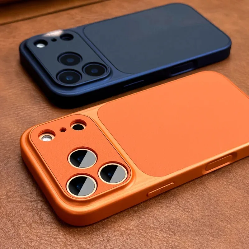 Capa de Telefone Retro Laranja Luxuosa e Nova para iPhone 17Air 16 15 14 17Pro 17Promax, Capa Dura com Laterais Macias