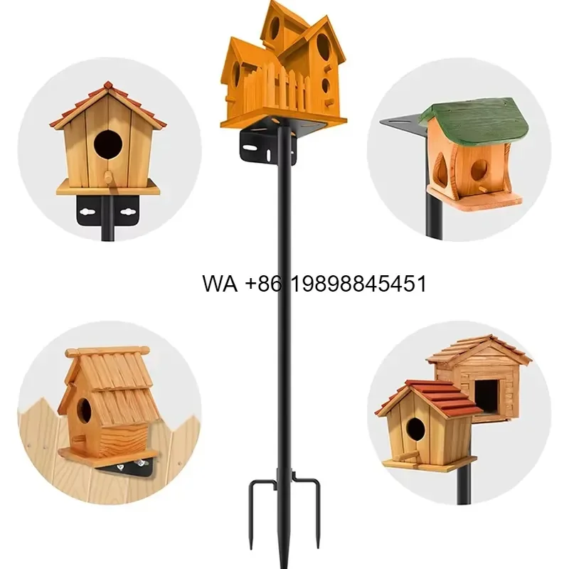 Wmwmnu for Bird House Pole Heavy Duty Rustproof 80 Inch Adaptable Two Side Mounts Metal Standing Bird Feeder