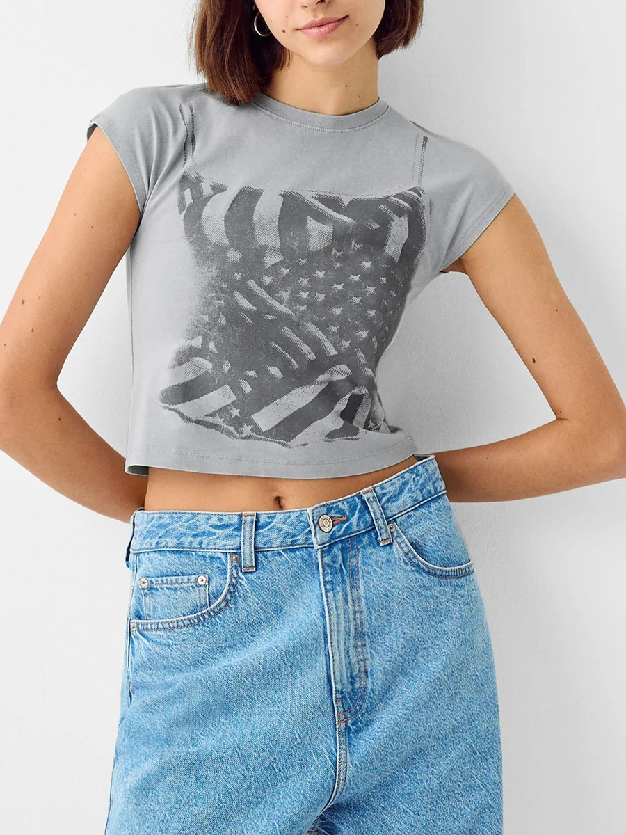 

Women's Y2k Baby Teess Graphic Pattern Short Sleeve Crop Top Retro Vintage Aesthetic E Girl T Shirt Grunge Streetwear