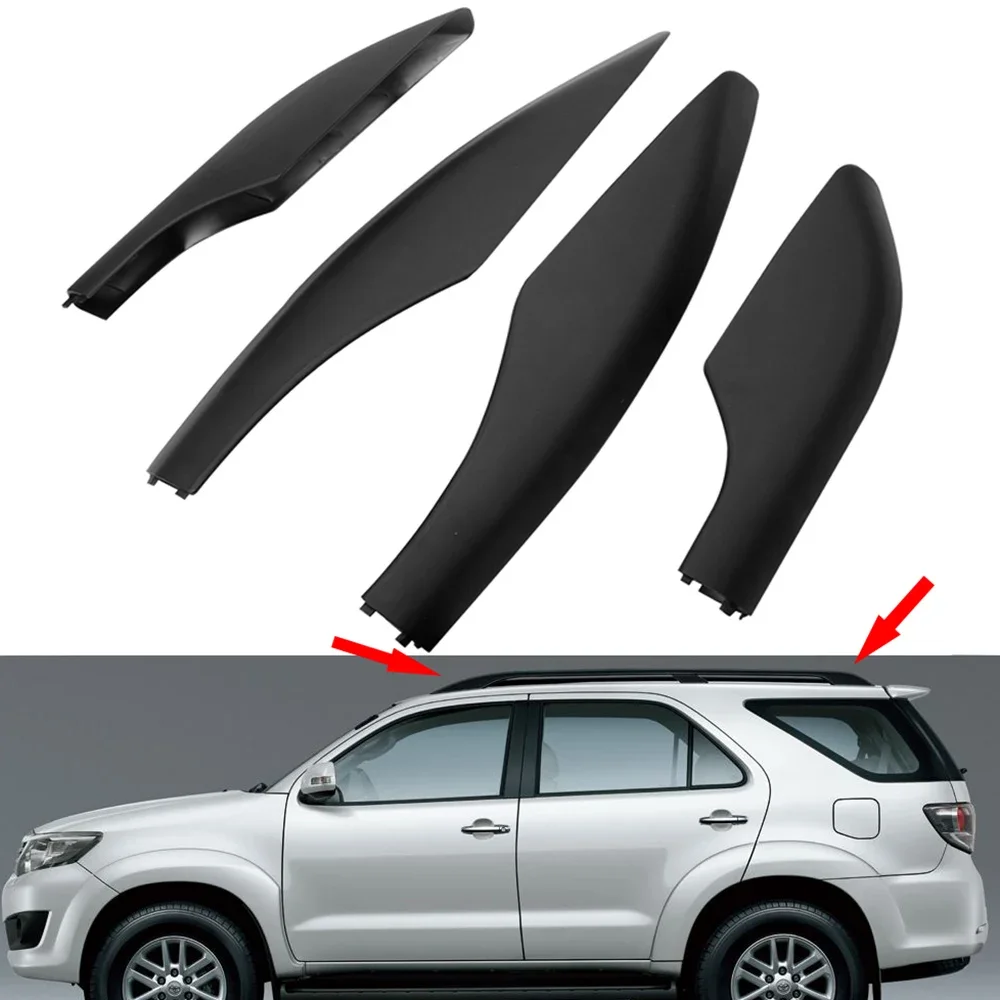 4pcs Black Roof Rack Rail End Protective Cover Shell Cap Replacement  for Toyota Fortuner 2004- 2010 2011 2012 2013 2014 2015