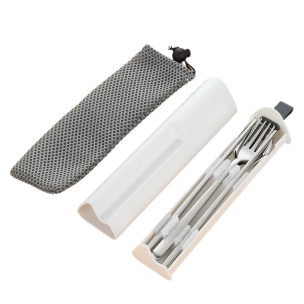 

3Pcs/Set With Storage Box and Bag 304 Stainless Steel Tableware Set Built-in Anti-collision Buckle Travel Flatware Set