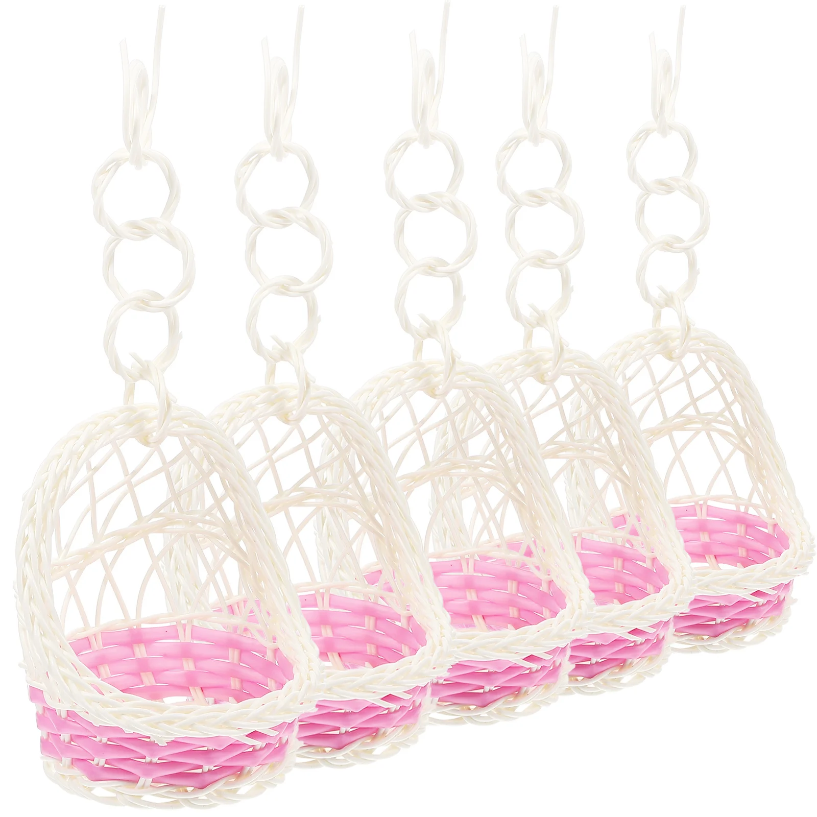 

5Pcs Portable Rattan Basket Handwoven Storage Box Household Organizer Flower Fruit Holder Picnic Use Rattan Hamper