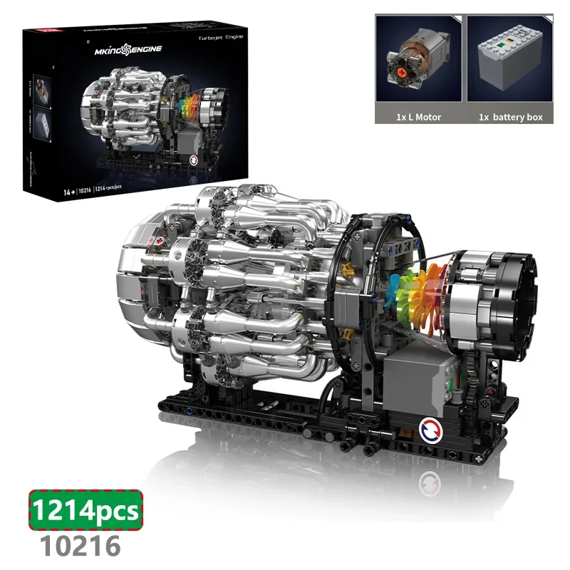 

Моделирование Turbojet Powerplant, технология, строительные блоки, 1214 шт., 10206, двигатель, головоломка для мальчиков, коллекционные кирпичи MOC, подарки для взрослых