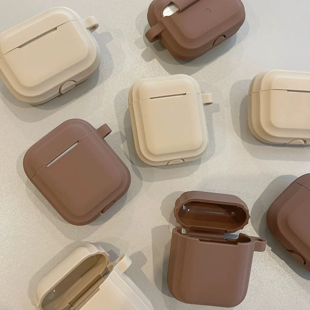 Coffee Milk Tea Color Silicone Earphone Case For AirPods 1 2 3 4 Pro Pro 2 3nd Generation Wireless Bluetooth Charging Box Cover