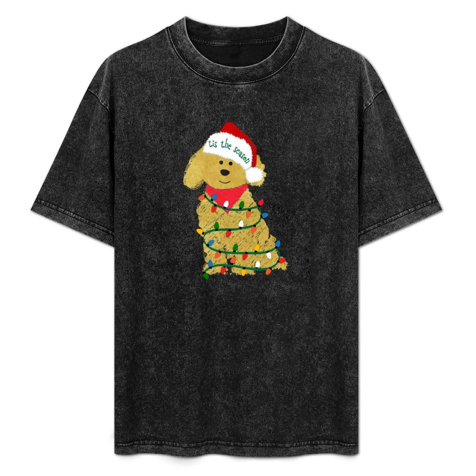 

Cute Christmas Golden Doodle Puppy T-Shirt Urban Style Casual Short Sleeve Top