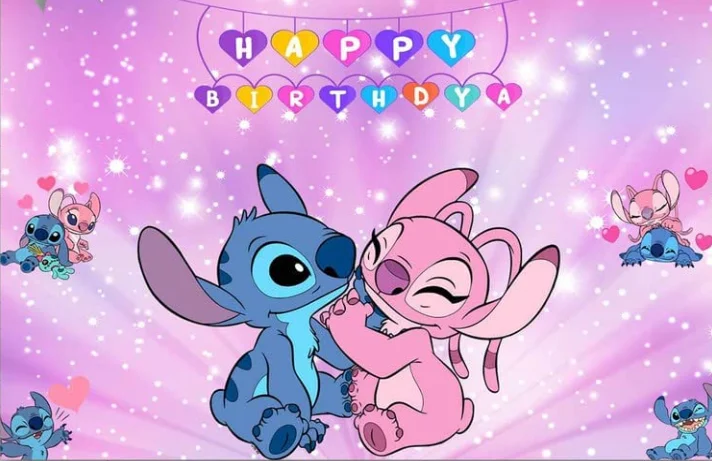 Suministros de fiesta de puntada y Ángel, Fondo de fotografía, cartel de feliz cumpleaños para niños, decoración de fondo de fiesta de cumpleaños