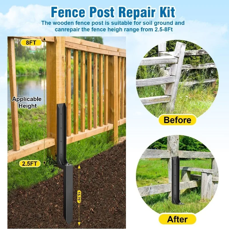 Fence Repair Anchor, Fence Metal Reinforcement, Repair Kit, Rear Anchor Kit, Heavy-duty Ground Spike Ground Plug