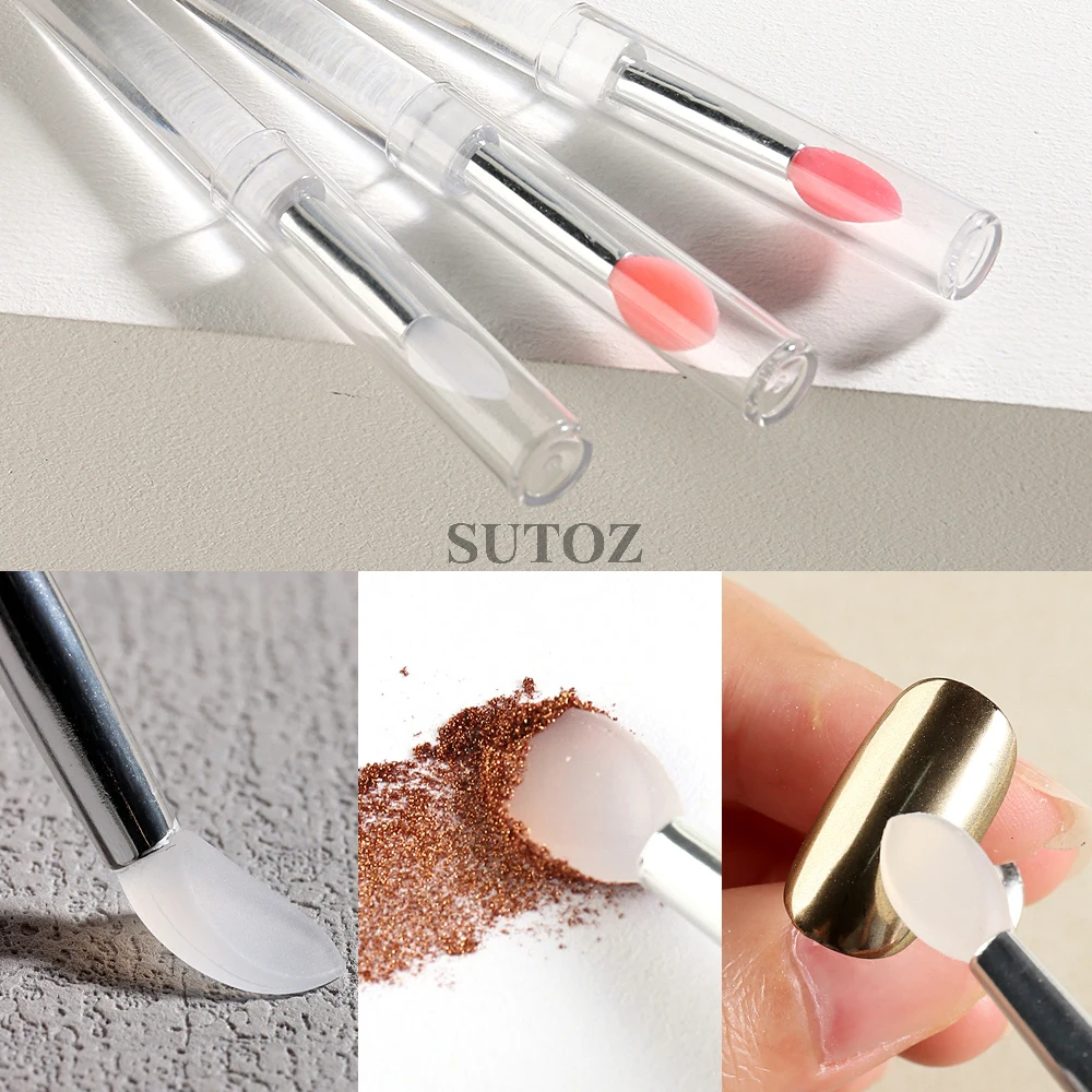 1/3pcs Silicone Nail Brush Glitter Powder Stick Eyeshadow Lipstick Nail Sequins Pigment Brush Applicator Makeup Tools NTEA-01