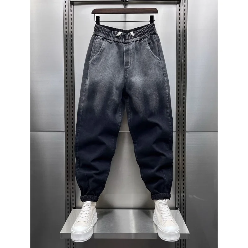 

Мужские джинсы-харланы больших размеров (300 Pou), градиентные, повседневные, весенние, модные, брендовые, Haome, облегающие