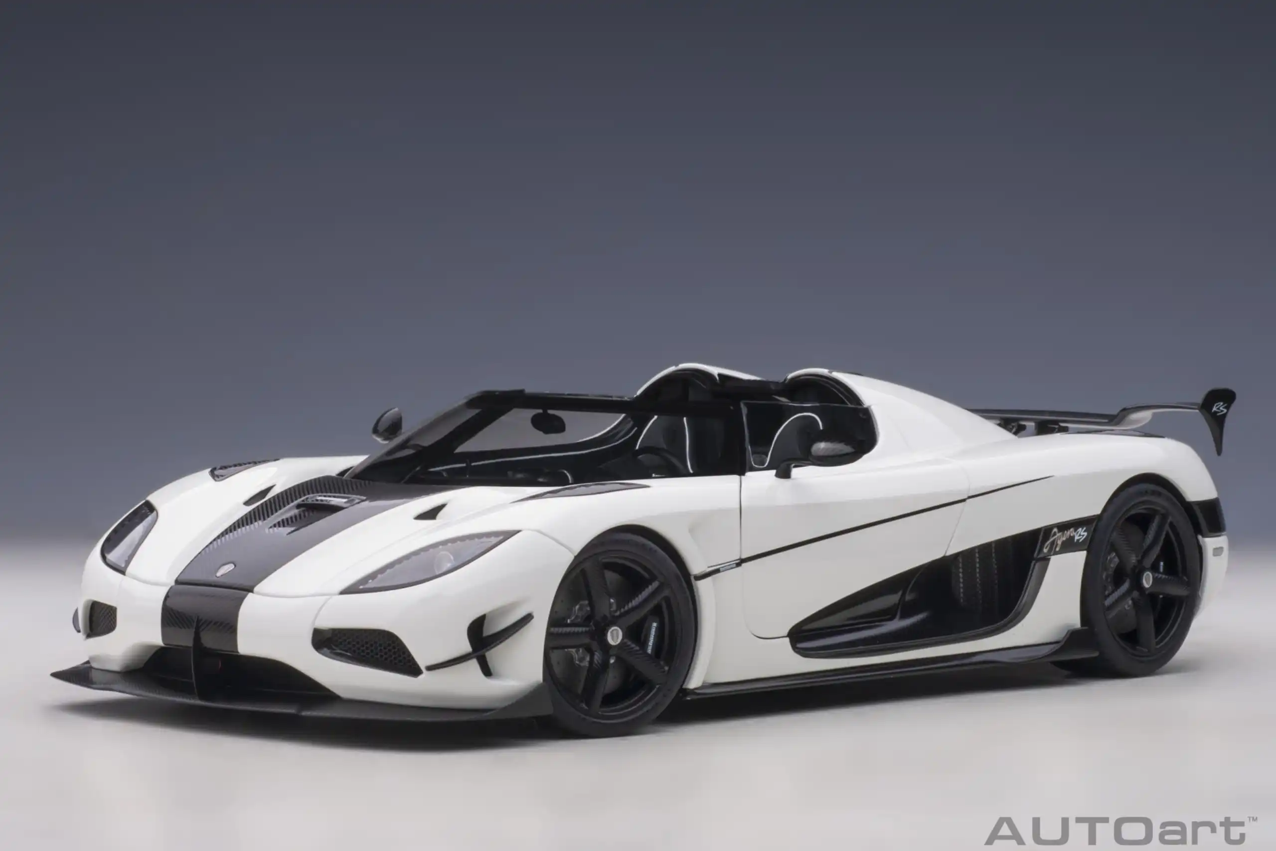 AUTOart 1/18 Koenigsegg Agera RS (قمر فضي/حمر فلفل أحمر/برتقالي مخروطي/قمر سيلف/كربون) نموذج سيارة قابل للجمع