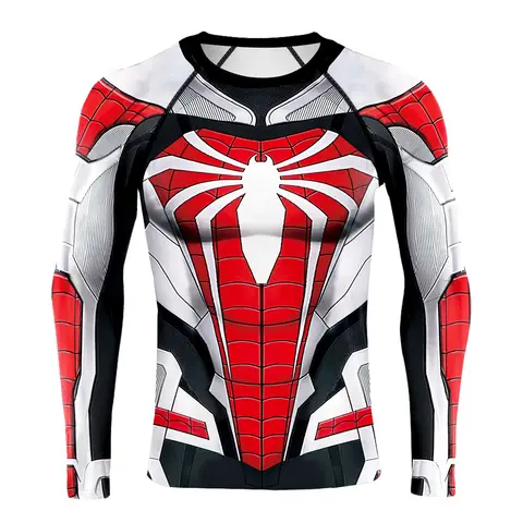 Compression Shirts For Men Long Sleeve Spider Cosplay T-Shirt Top Elastic Fitness Sportwear Halloween Clothes Streetwear Clothes