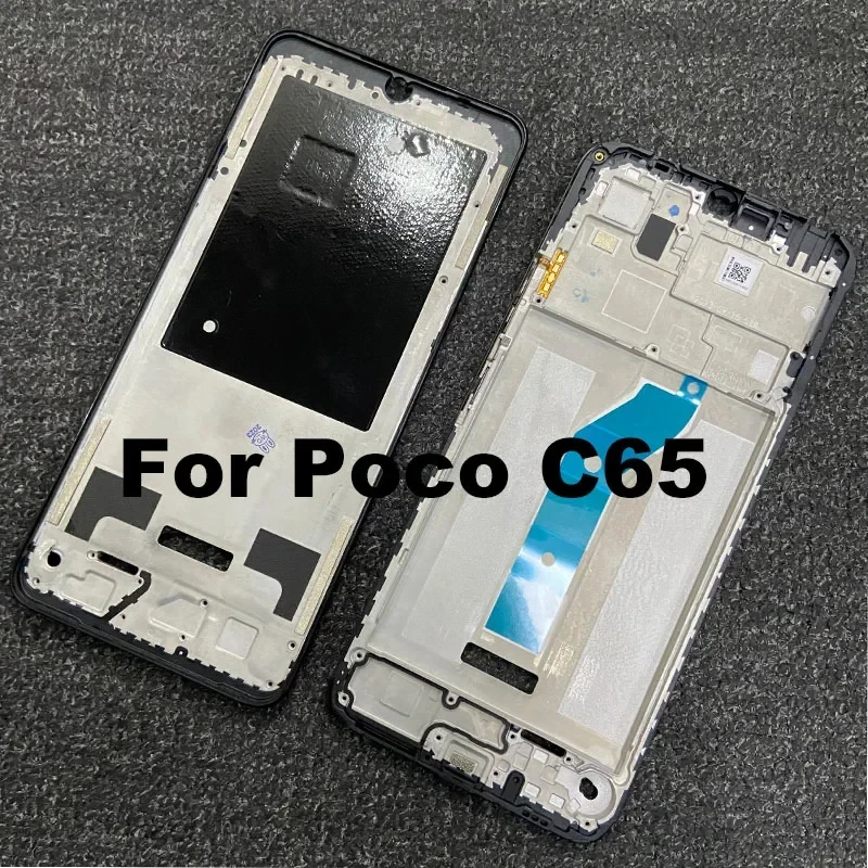 

For Xiaomi Poco C65 Middle Frame Front LCD Bezel Faceplate Frame With Side Button Repair Spare Parts