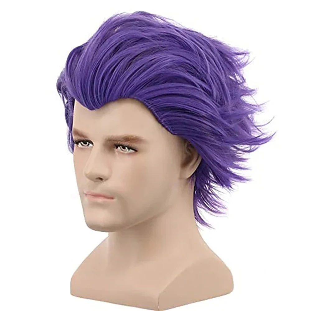 Short Purple Wig Men Party Wig For Cosplay Costume Halloween Hair Wigs